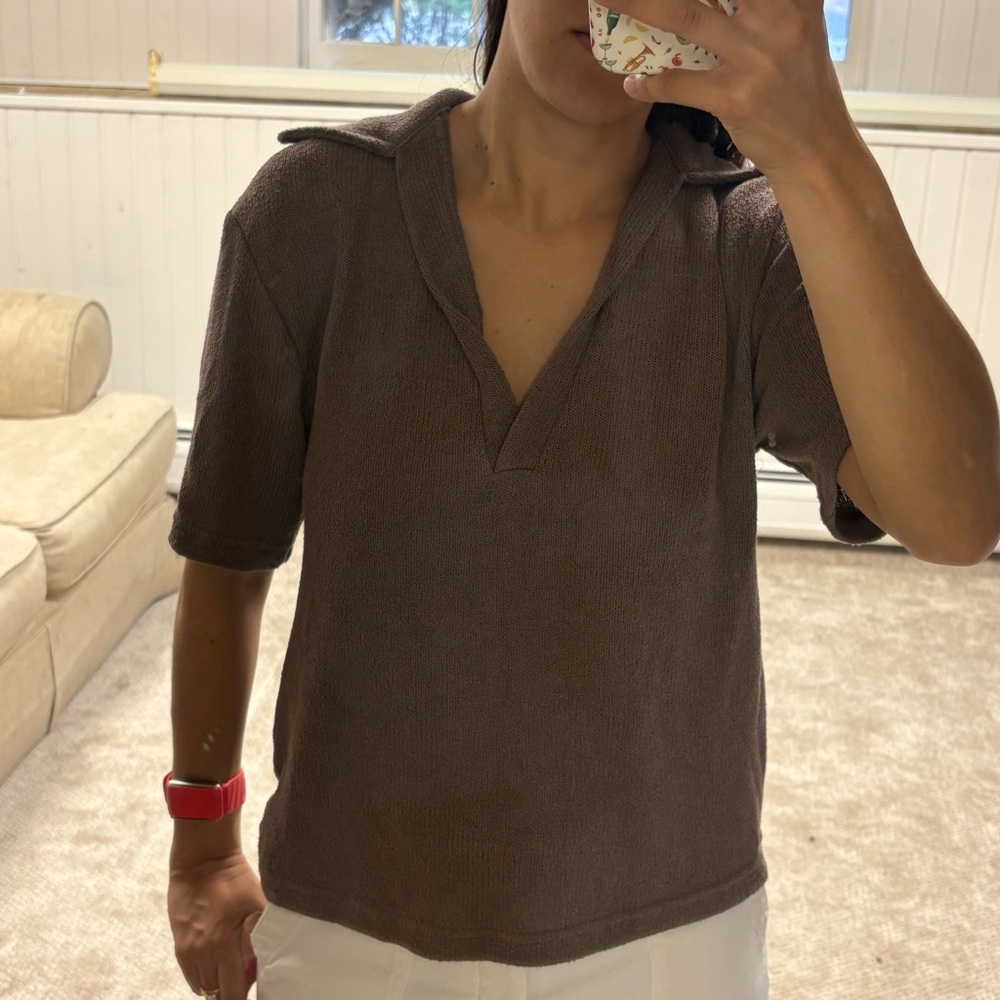 H&M Taupe Knit Polo Shirt